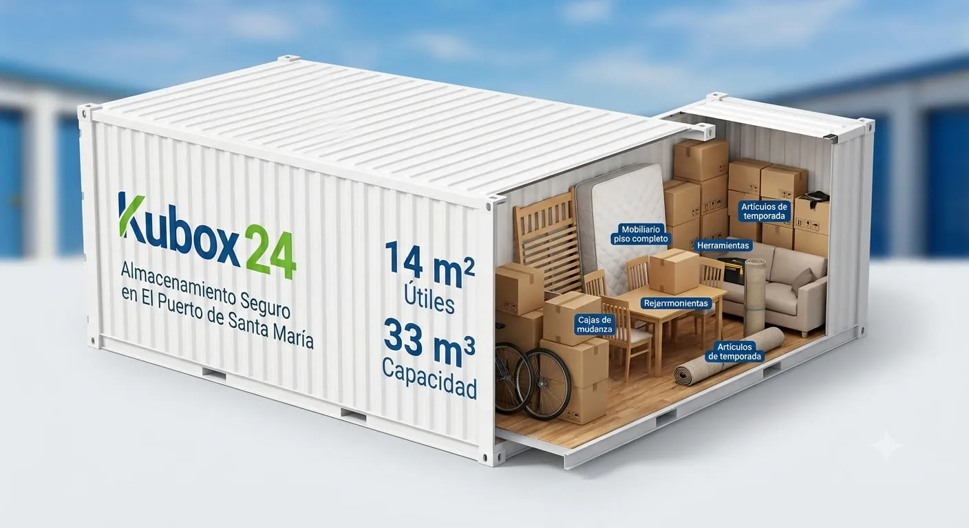 Innenansicht eines 20-Fuß-Seecontainers als Lagerraum bei Kubox24